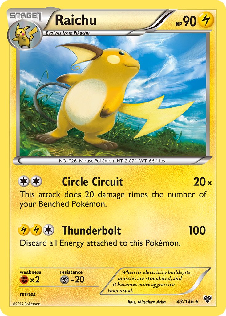 Raichu (43/146) (Battle Arena Deck Exclusive) (Theme Deck Exclusive) [XY: Base Set] | Exor Games Bridgewater