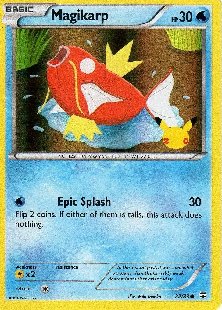 Magikarp (22/83) (20th Anniversary Stamp) [XY: Generations] | Exor Games Bridgewater