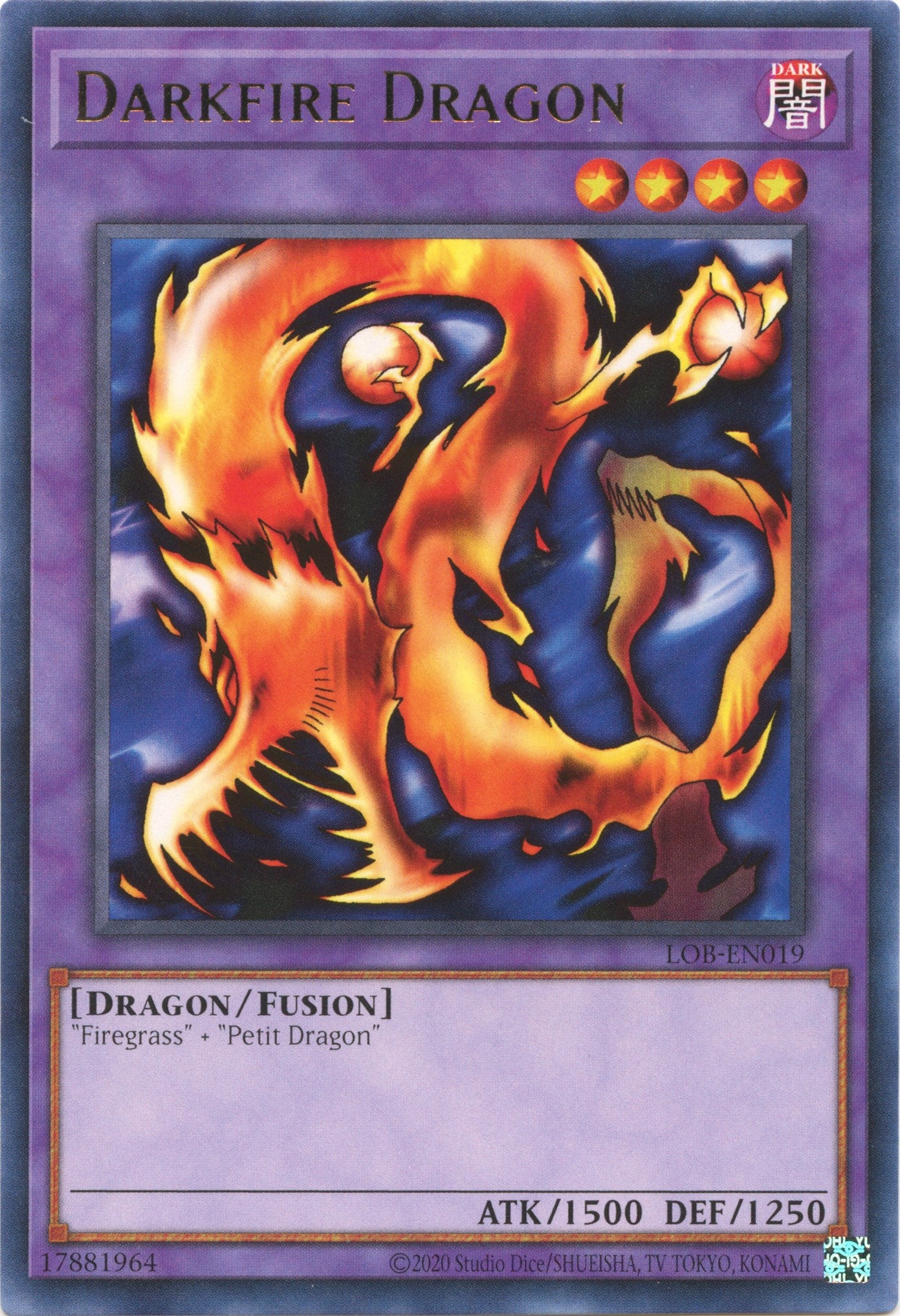 Darkfire Dragon (25th Anniversary) [LOB-EN019] Rare | Exor Games Bridgewater