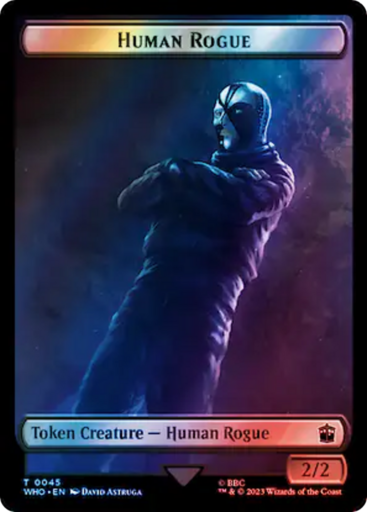 Human Rogue // Dinosaur Double-Sided Token (Surge Foil) [Doctor Who Tokens] | Exor Games Bridgewater