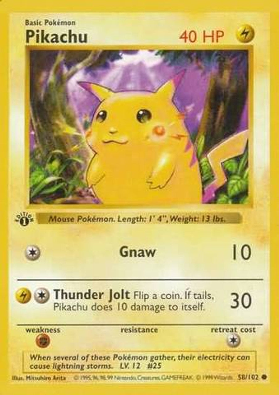 Pikachu (58/102) (Red Cheeks Misprint) [Base Set 1st Edition] | Exor Games Bridgewater