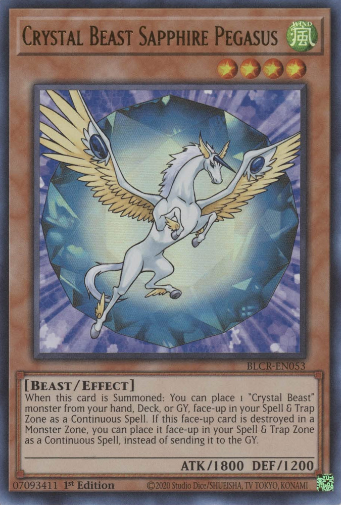 Crystal Beast Sapphire Pegasus [BLCR-EN053] Ultra Rare | Exor Games Bridgewater