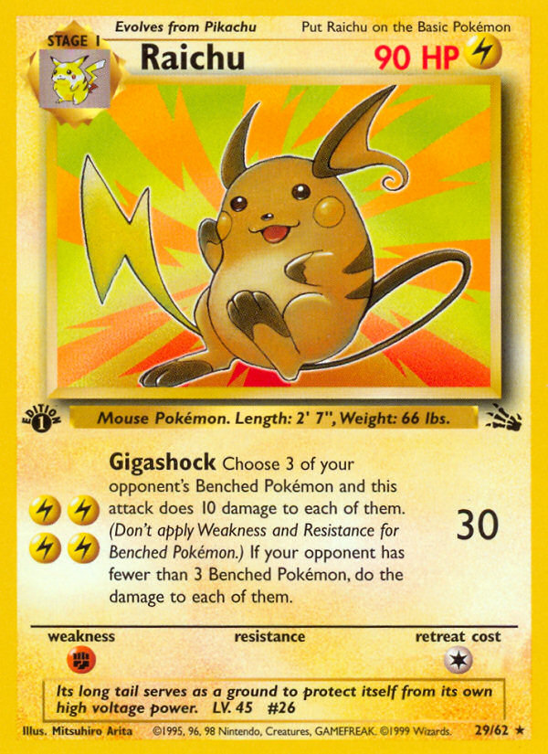 Raichu (29/62) [Fossil 1st Edition] | Exor Games Bridgewater