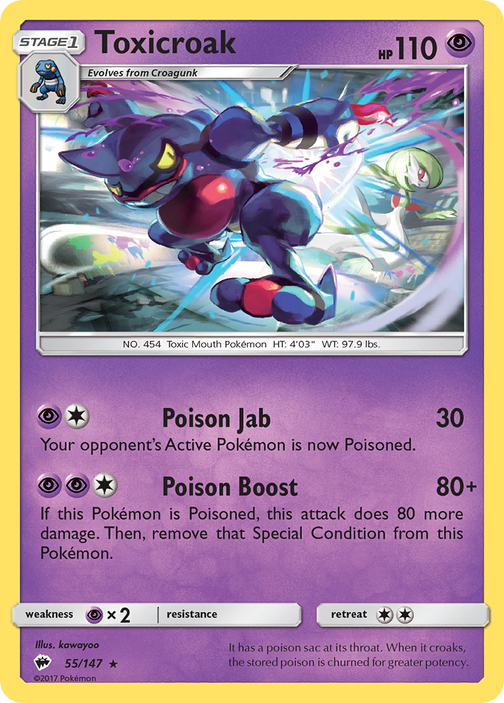 Toxicroak (55/147) [Sun & Moon: Burning Shadows] | Exor Games Bridgewater