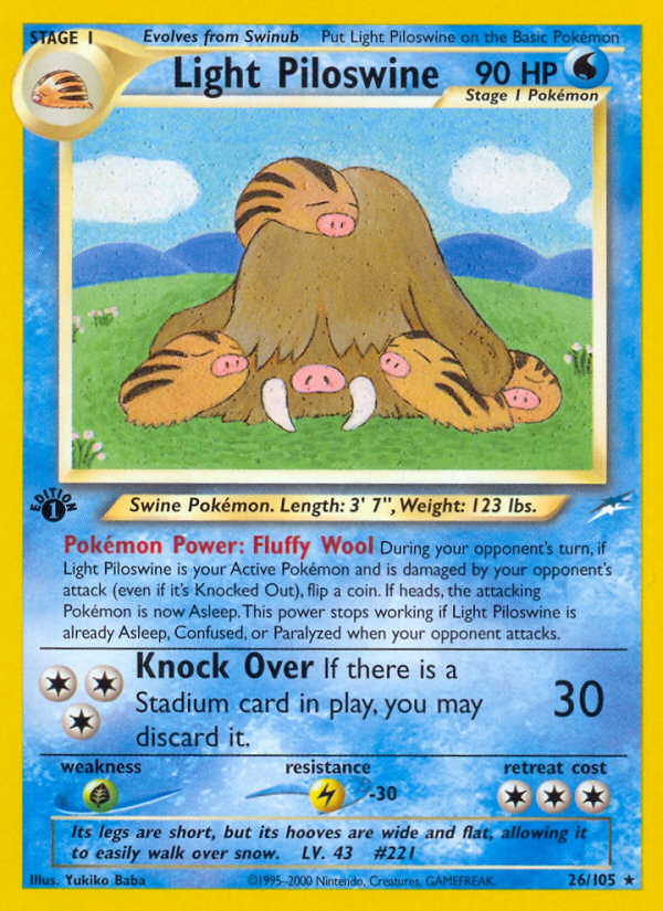 Light Piloswine (26/105) [Neo Destiny 1st Edition] | Exor Games Bridgewater