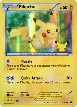 Pikachu (26/83) (20th Anniversary) [XY: Generations] | Exor Games Bridgewater