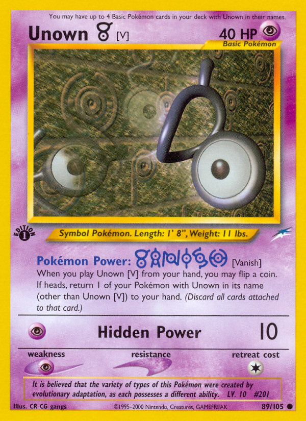 Unown [V] (89/105) [Neo Destiny 1st Edition] | Exor Games Bridgewater