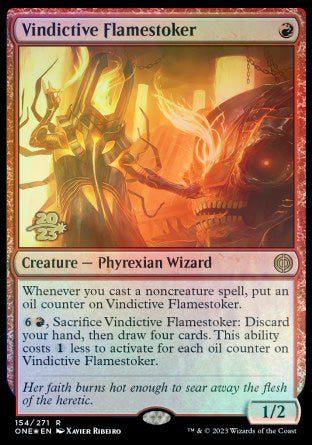 Vindictive Flamestoker [Phyrexia: All Will Be One Prerelease Promos] | Exor Games Bridgewater