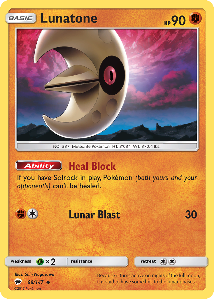 Lunatone (68/147) [Sun & Moon: Burning Shadows] | Exor Games Bridgewater