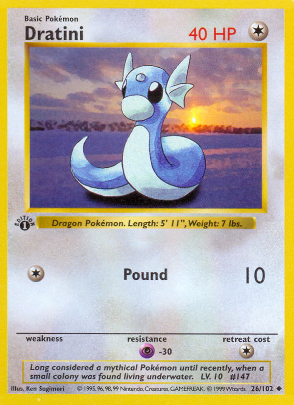 Dratini (26/102) (Shadowless) [Base Set 1st Edition] | Exor Games Bridgewater