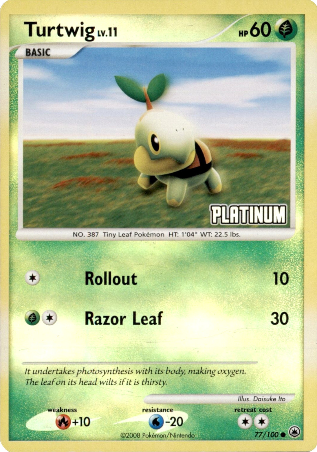 Turtwig LV.11 (77/100) (Platinum) [Burger King Promos: 2008 Collection] | Exor Games Bridgewater