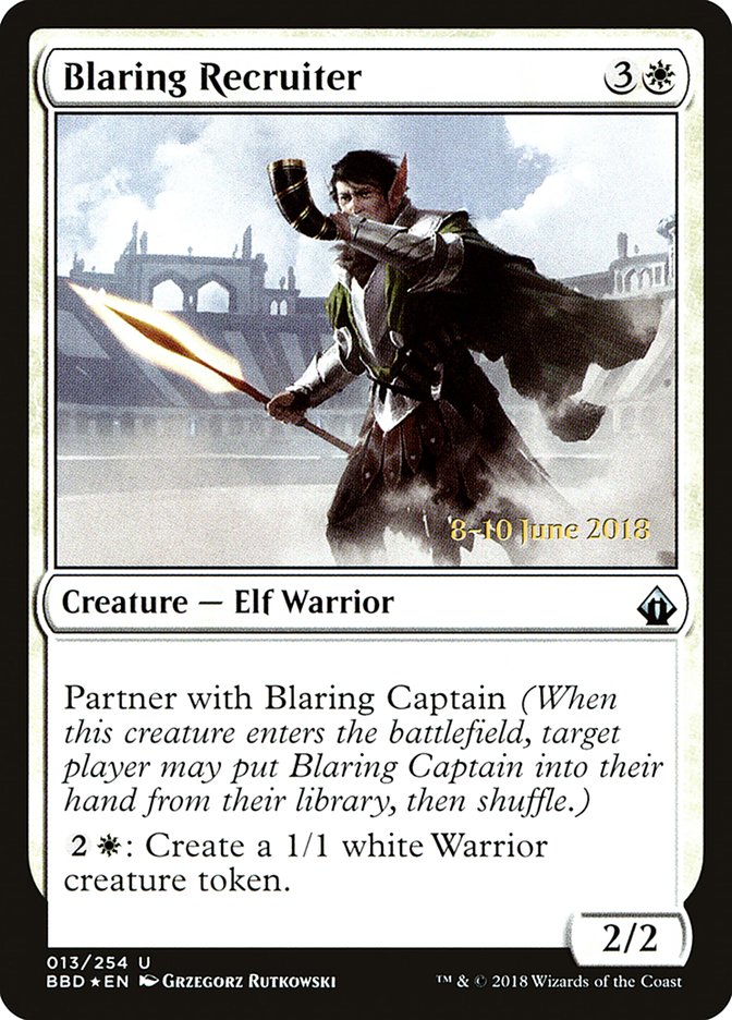 Blaring Recruiter  (Prerelease) [Battlebond Promos] | Exor Games Bridgewater