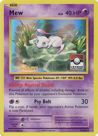 Mew (53/108) (League Promo 1st Place) [XY: Evolutions] | Exor Games Bridgewater