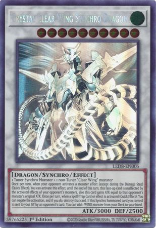 Crystal Clear Wing Synchro Dragon [LED8-EN005] Ghost Rare | Exor Games Bridgewater