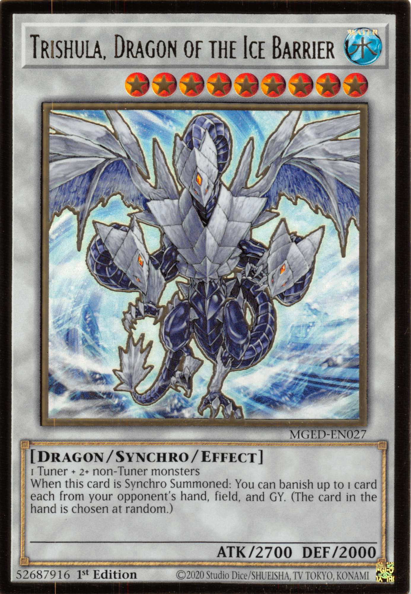 Trishula, Dragon of the Ice Barrier [MGED-EN027] Gold Rare | Exor Games Bridgewater