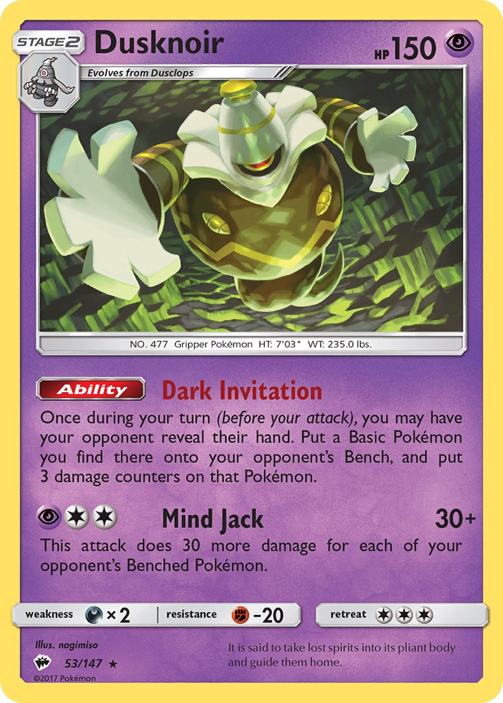 Dusknoir (53/147) (Theme Deck Exclusive) [Sun & Moon: Burning Shadows] | Exor Games Bridgewater