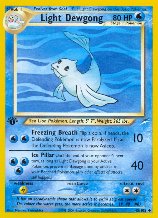 Light Dewgong (45/105) [Neo Destiny 1st Edition] | Exor Games Bridgewater