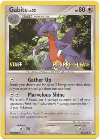 Gabite (48/123) (Staff Prerelease Promo) [Diamond & Pearl: Black Star Promos] | Exor Games Bridgewater