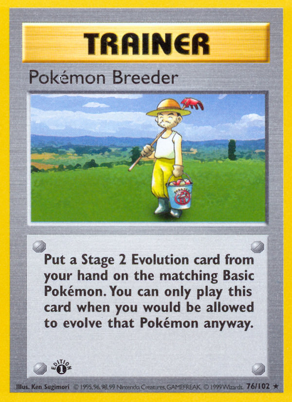 Pokemon Breeder (76/102) (Shadowless) [Base Set 1st Edition] | Exor Games Bridgewater