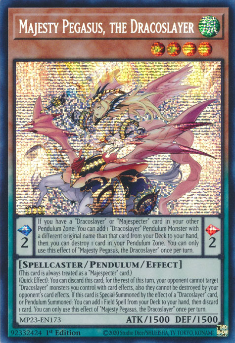 Majesty Pegasus, the Dracoslayer [MP23-EN173] Prismatic Secret Rare | Exor Games Bridgewater