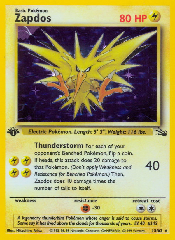 Zapdos (15/62) [Fossil 1st Edition] | Exor Games Bridgewater