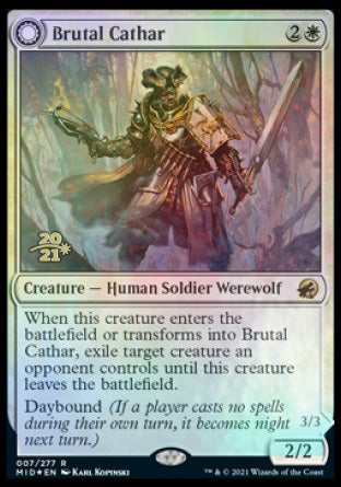 Brutal Cathar // Moonrage Brute [Innistrad: Midnight Hunt Prerelease Promos] | Exor Games Bridgewater