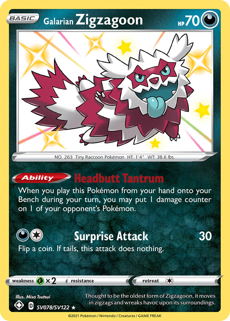 Galarian Zigzagoon (SV078/SV122) [Sword & Shield: Shining Fates] | Exor Games Bridgewater