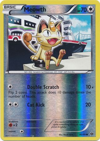 Meowth (80/99) (Mirror Reverse Holo) [Black & White: Next Destinies] | Exor Games Bridgewater