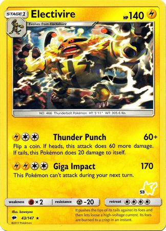 Electivire (43/147) (Pikachu Stamp #53) [Battle Academy 2020] | Exor Games Bridgewater