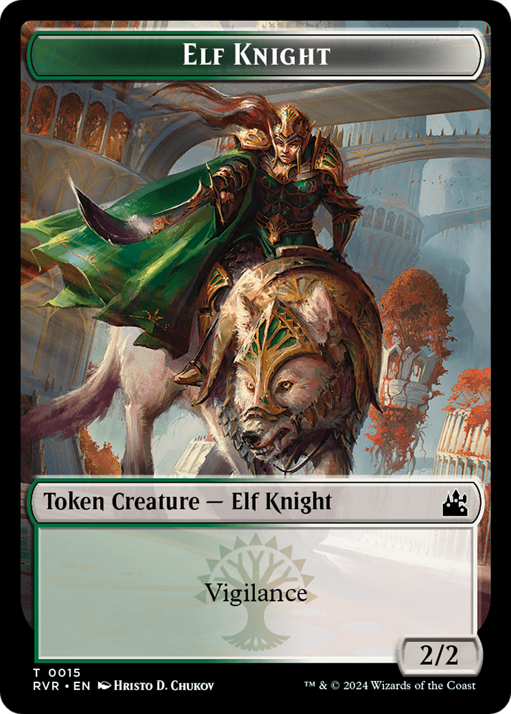 Elf Knight // Spirit (0004) Double-Sided Token [Ravnica Remastered Tokens] | Exor Games Bridgewater