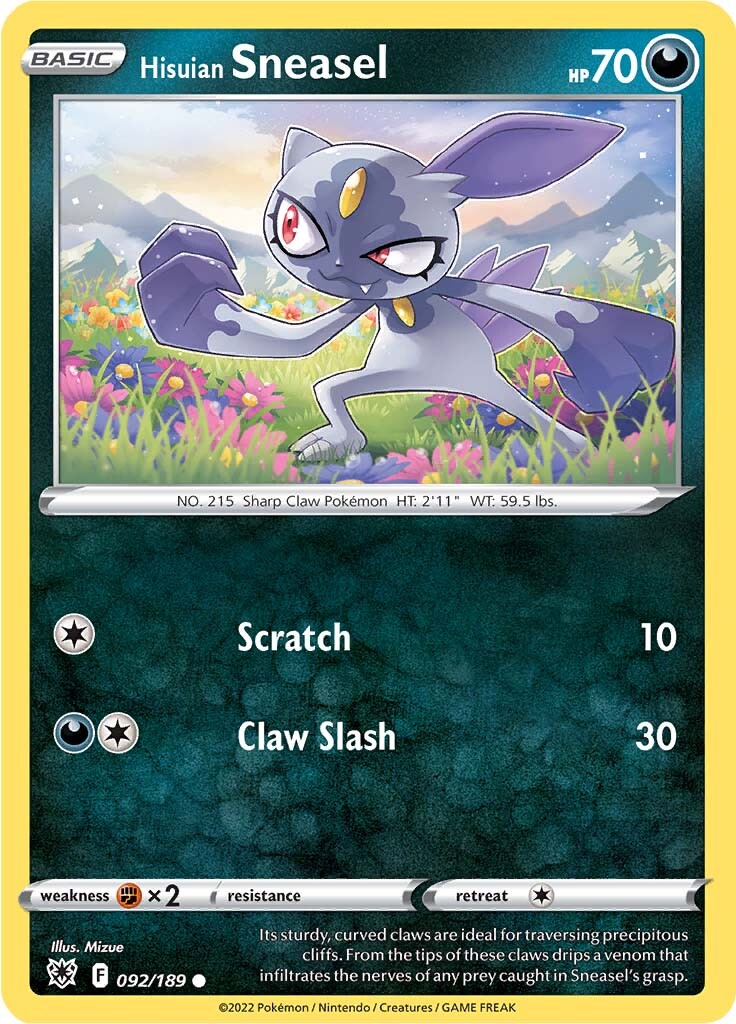 Hisuian Sneasel (092/189) [Sword & Shield: Astral Radiance] | Exor Games Bridgewater