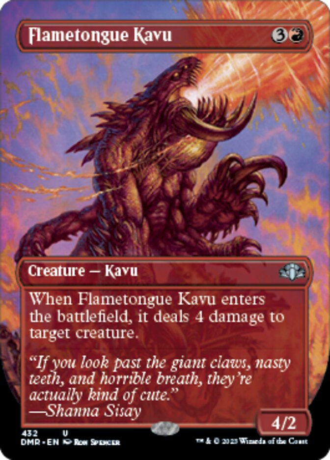 Flametongue Kavu (Borderless Alternate Art) [Dominaria Remastered] | Exor Games Bridgewater