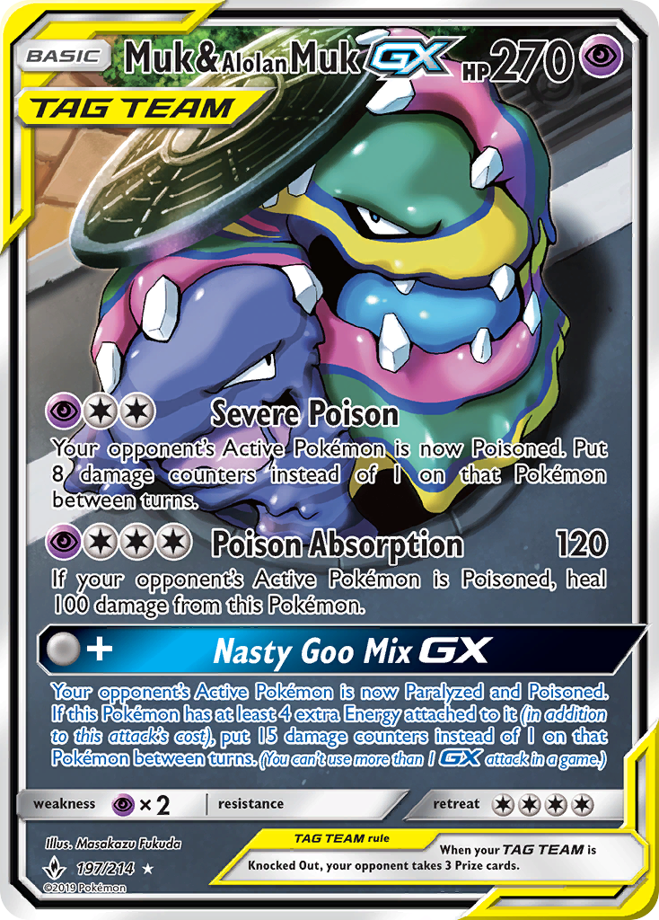 Muk & Alolan Muk GX (197/214) [Sun & Moon: Unbroken Bonds] | Exor Games Bridgewater