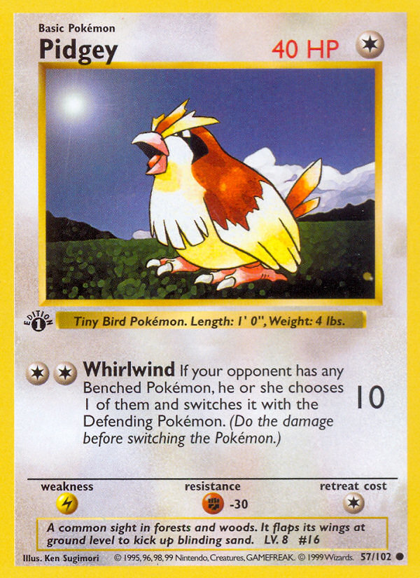 Pidgey (57/102) (Shadowless) [Base Set 1st Edition] | Exor Games Bridgewater