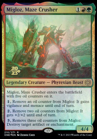 Migloz, Maze Crusher [Phyrexia: All Will Be One Prerelease Promos] | Exor Games Bridgewater