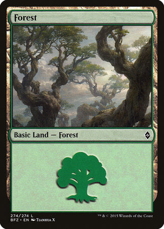 Forest (274) [Battle for Zendikar] | Exor Games Bridgewater