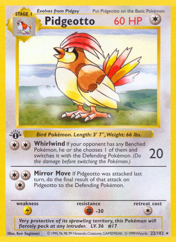 Pidgeotto (22/102) (Shadowless) [Base Set 1st Edition] | Exor Games Bridgewater