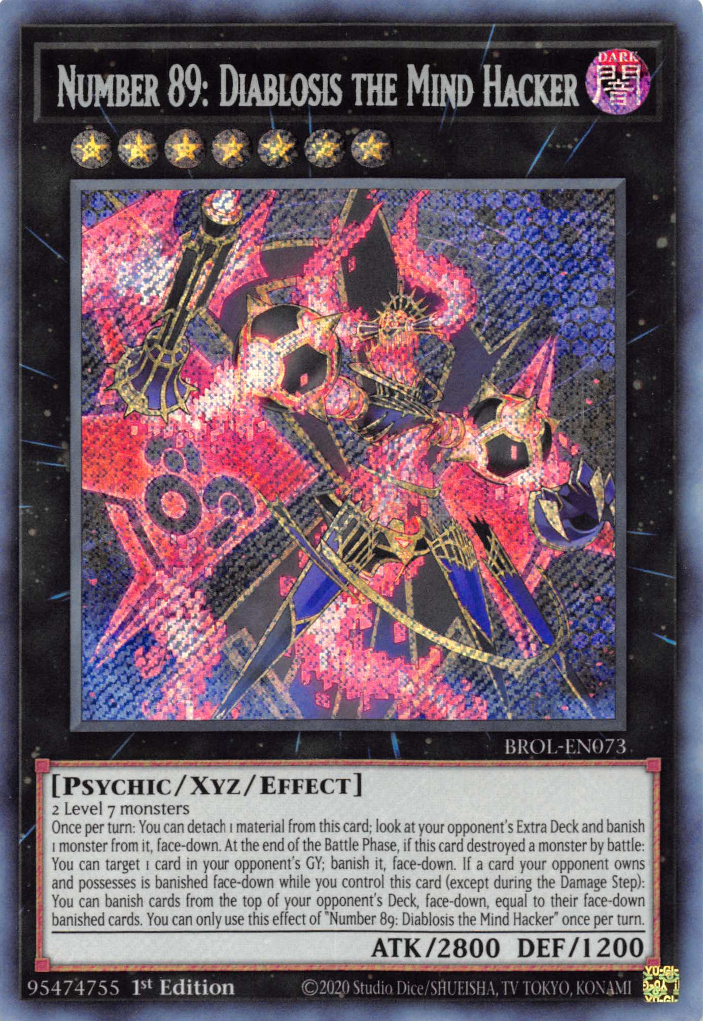 Number 89: Diablosis the Mind Hacker [BROL-EN073] Secret Rare | Exor Games Bridgewater