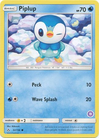 Piplup (32/156) (Deck Exclusive #11) [Sun & Moon: Trainer Kit - Alolan Sandslash] | Exor Games Bridgewater