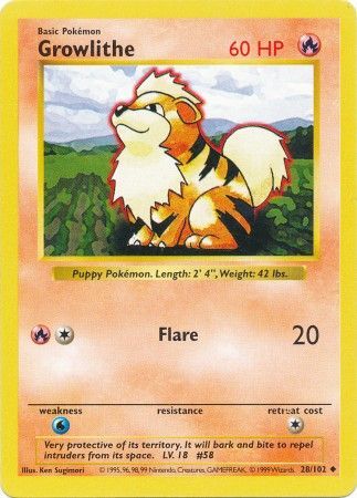 Growlithe (28/102) [Base Set Shadowless Unlimited] | Exor Games Bridgewater