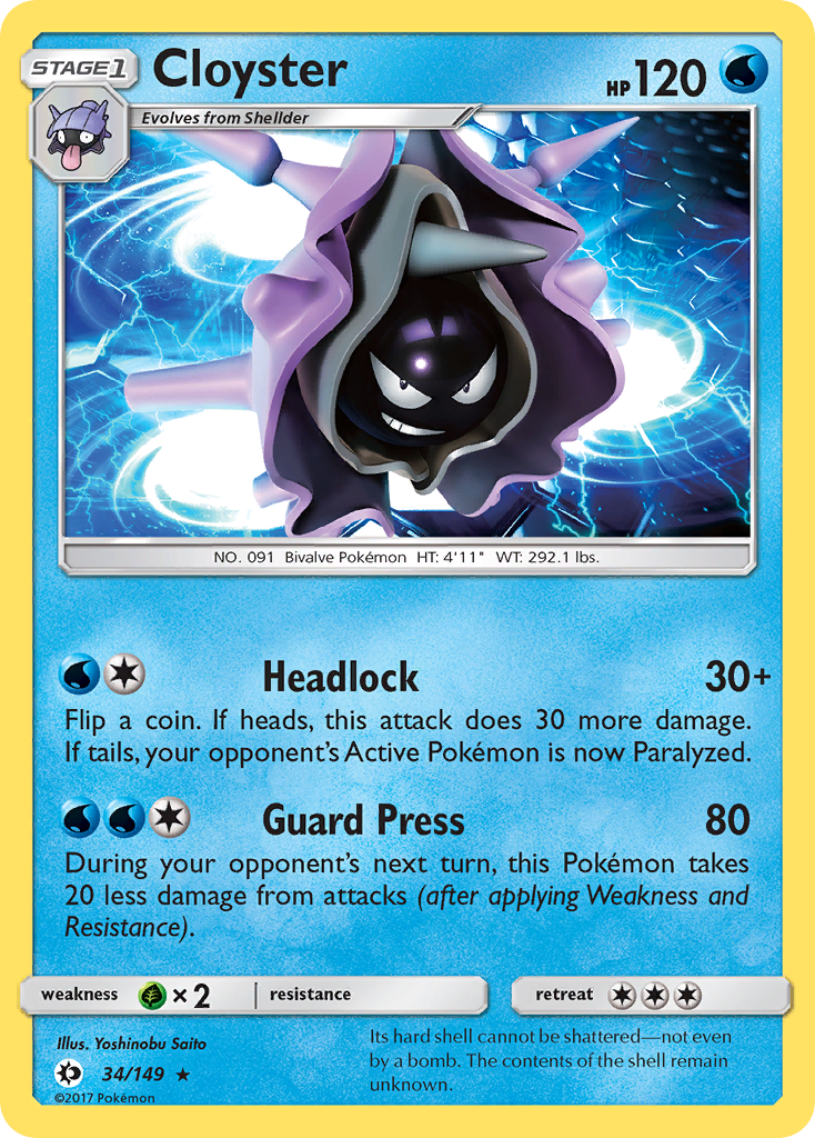 Cloyster (34/149) [Sun & Moon: Base Set] | Exor Games Bridgewater