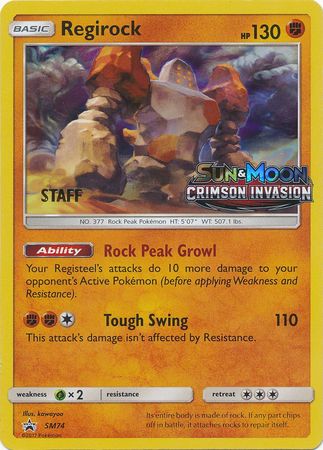 Regirock (SM74) (Staff Prerelease Promo) [Sun & Moon: Black Star Promos] | Exor Games Bridgewater