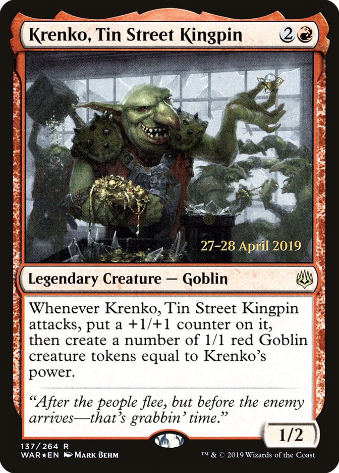 Krenko, Tin Street Kingpin  [War of the Spark Prerelease Promos] | Exor Games Bridgewater