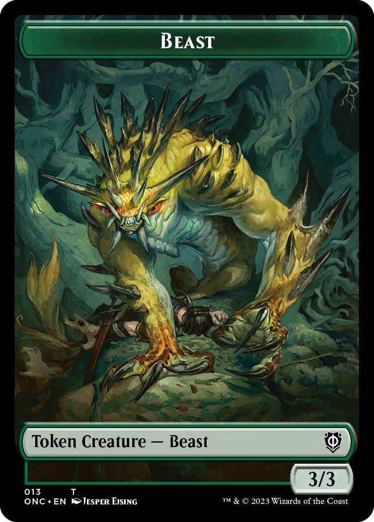 Poison Counter // Beast Double-Sided Token [Phyrexia: All Will Be One Commander Tokens] | Exor Games Bridgewater