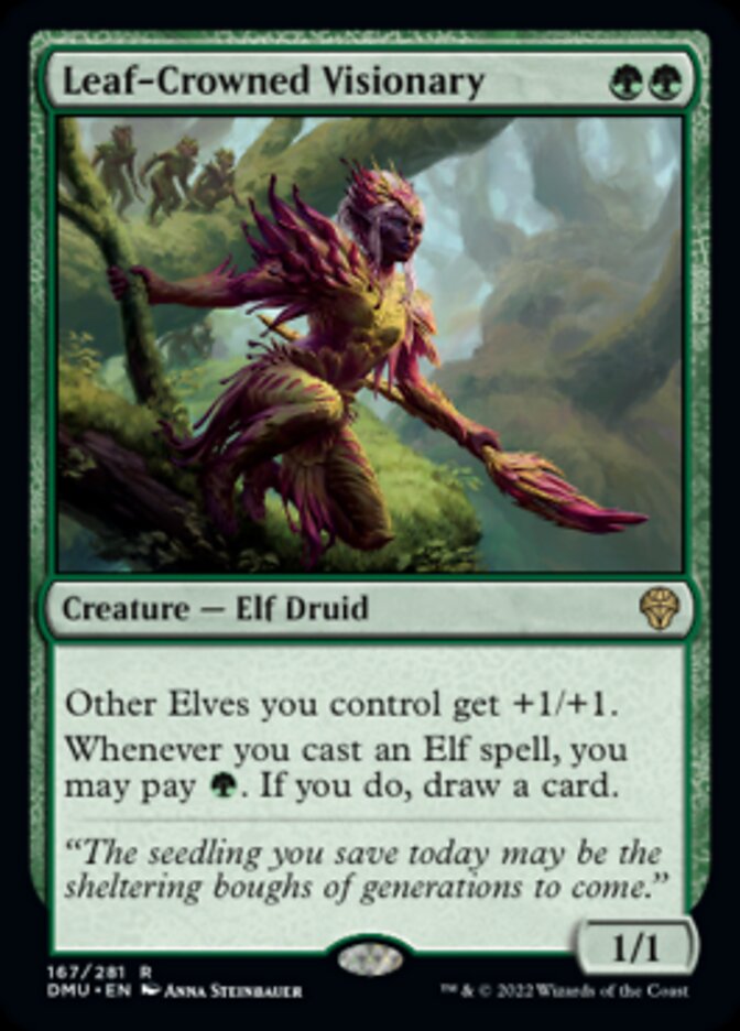 Leaf-Crowned Visionary [Dominaria United] | Exor Games Bridgewater
