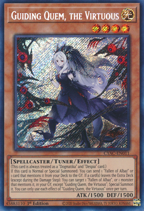 Guiding Quem, the Virtuous [CYAC-EN011] Secret Rare | Exor Games Bridgewater