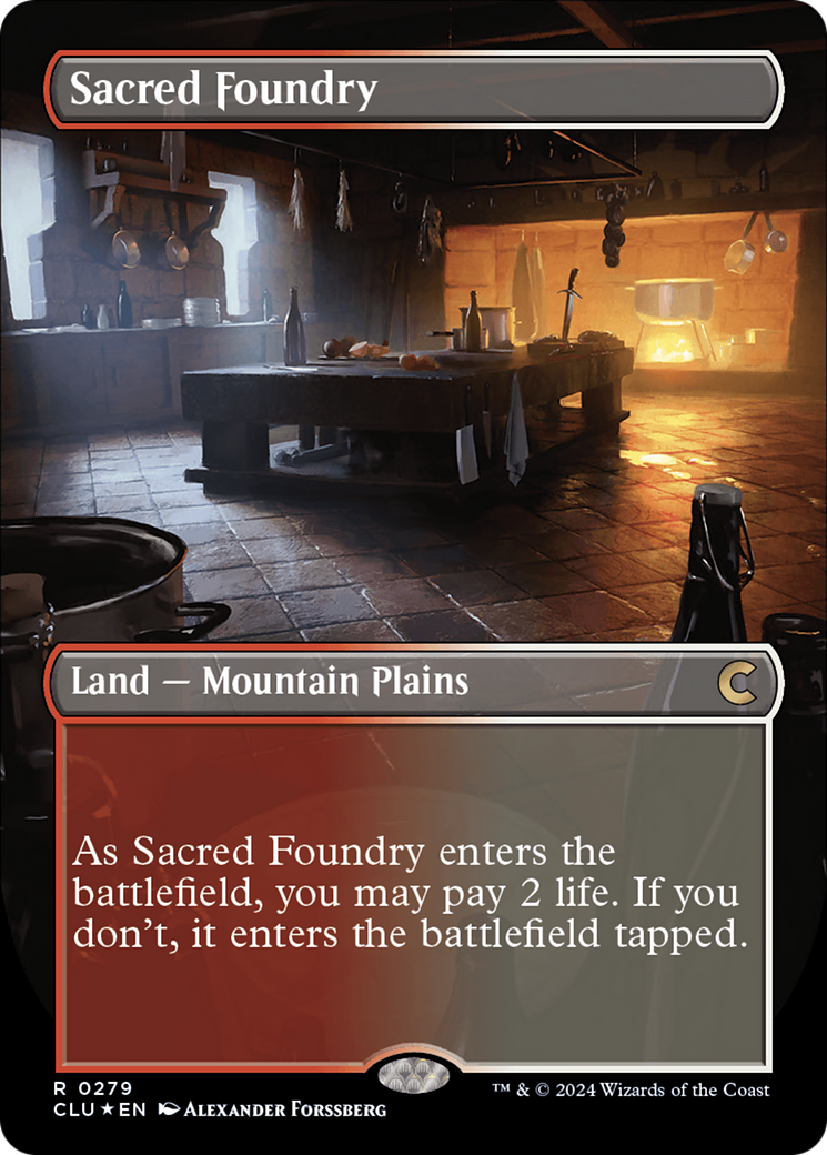 Sacred Foundry (Borderless) [Ravnica: Clue Edition] | Exor Games Bridgewater