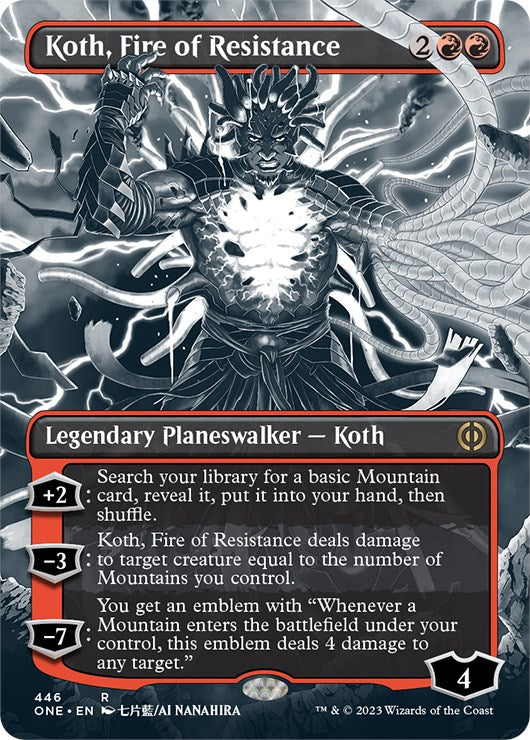 Koth, Fire of Resistance (Borderless Manga Step-and-Compleat Foil) [Phyrexia: All Will Be One] | Exor Games Bridgewater