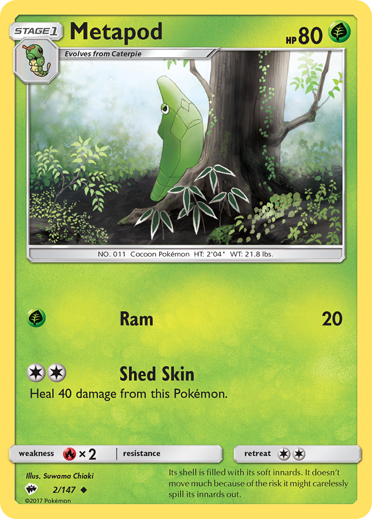 Metapod (2/147) [Sun & Moon: Burning Shadows] | Exor Games Bridgewater