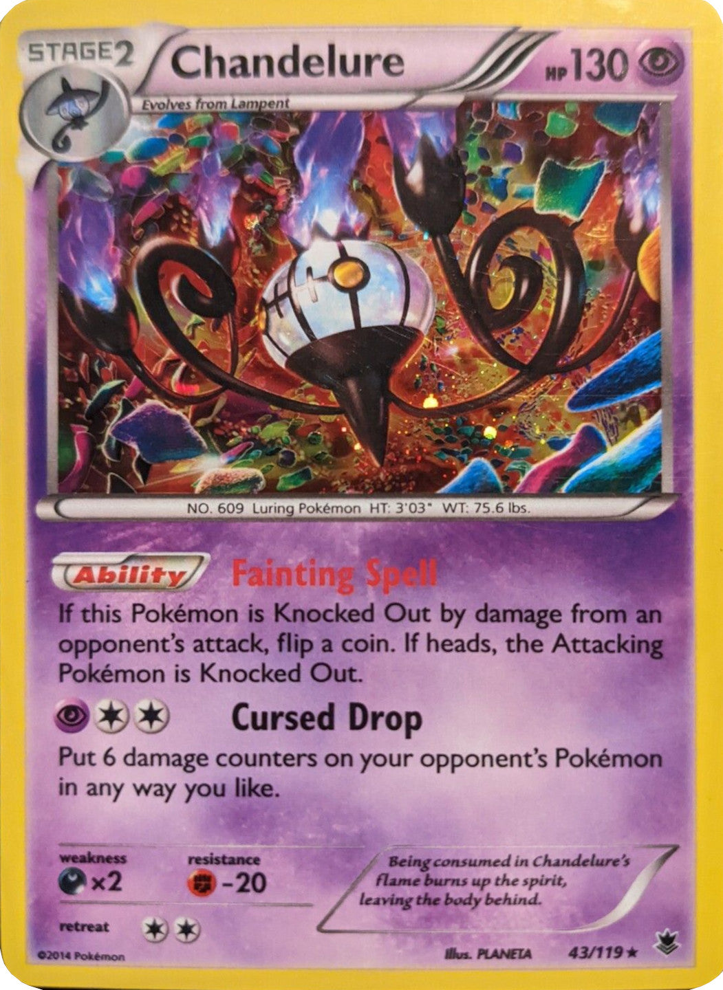 Chandelure (43/119) (Cosmos Holo) [XY: Phantom Forces] | Exor Games Bridgewater